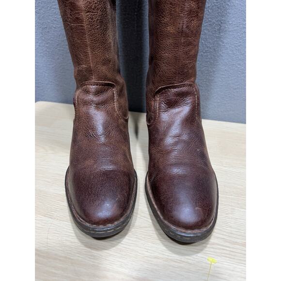 Born Bitsy Knee High Riding Distress Leather Back Zip Boots Brown Women Size 11 - Picture 3 of 15
